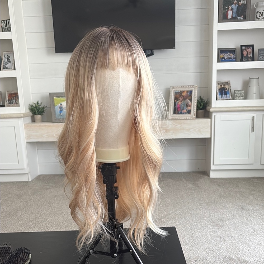Cream and Brown Layered Wavy Wig